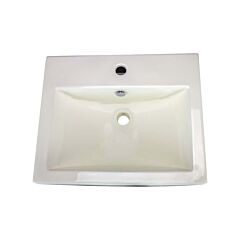 Apron Shaped Vessel Sink, 20-1/2” x 16-3/4” x 6-7/8”, Ivory Porcelain