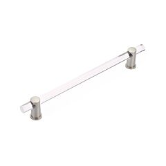 Lumiere 12" (305mm) Center to Center, 15" Length, Satin Nickel, Non-Adjustable Acrylic Appliance Pull / Handle