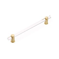Lumiere 12" (305mm) Center to Center, 15" Length, Satin Brass, Non-Adjustable Acrylic Appliance Pull / Handle