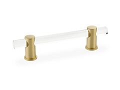 Lumiere 4" (102mm) Center to Center, 6" Length, Satin Brass, Adjustable Acrylic Cabinet Pull / Handle