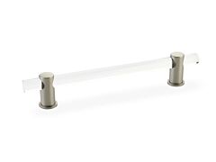 Lumiere 6" (152mm) Center to Center, 8" Length, Satin Nickel, Adjustable Acrylic Cabinet Pull / Handle