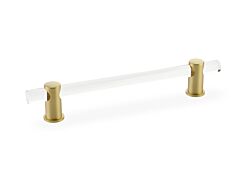 Lumiere 6" (152mm) Center to Center, 8" Length, Satin Brass, Adjustable Acrylic Cabinet Pull / Handle