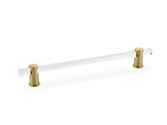 Lumiere 8" (203mm) Center to Center, 10" Length, Satin Brass, Adjustable Acrylic Cabinet Pull / Handle