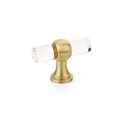 Lumiere Transitional Satin Brass Adjustable Clear Acrylic T-Knob, 2" Length
