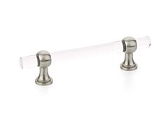 Lumiere Transitional 4" (102mm) Center to Center, 6" Length, Satin Nickel, Adjustable Acrylic Cabinet Pull / Handle