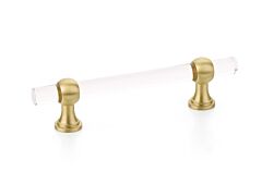 Lumiere Transitional 4" (102mm) Center to Center, 6" Length, Satin Brass, Adjustable Acrylic Cabinet Pull / Handle