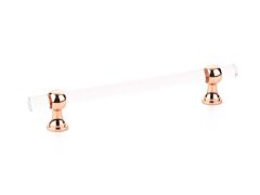 Lumiere Transitional 6" (152mm) Center to Center, 8" Length, Polished Rose Gold, Adjustable Acrylic Cabinet Pull / Handle