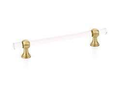 Lumiere Transitional 6" (152mm) Center to Center, 8" Length, Satin Brass, Adjustable Acrylic Cabinet Pull / Handle