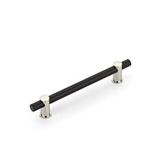 Fonce Bar Pull 6" (152mm) Center to Center, 8" Length, Non-adjustable Matte Black Bar/Polished Nickel Stems Cabinet Pull/ Handle