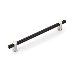 Fonce Bar Pull 8" (203mm) Center to Center, 10" Length, Non-adjustable Matte Black Bar/ Polished Nickel Stems Cabinet Pull/ Handle