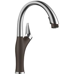 Blanco ARTONA Single Handle Gooseneck Kitchen Faucet with Pull-Down Sprayer in PVD Steel/Cafe Brown