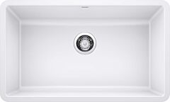 Blanco Precis 30" x 18" x 9-1/2" Single Bowl, Undermount, White Silgranit Kitchen Sink