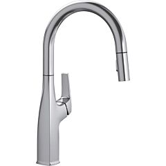 Blanco RIVANA Single Handle Gooseneck Pull-Down Sprayer Kitchen Faucet in Stainless Steel