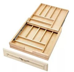 Rev-A-Shelf 21" (533.5mm) Tiered Cutlery Drawer for Face Frame Drawers, Natural Maple