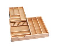 30" (762mm) Two Tiered Combination Cutlery Drawer with BLUMOTION Soft-Close Slides, Semi-Gloss Natural Maple Finish