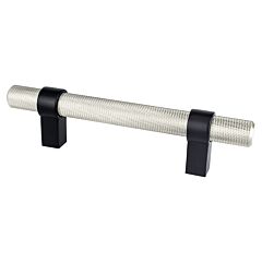 Radial Reign 3-3/4" (96mm) Center to Center, 6-5/32" (156.5mm) Overall Length Brushed Nickel Bar and Matte Black Posts Pull