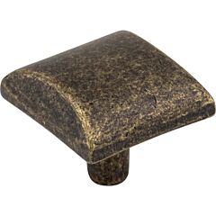 Elements Glendale Square Traditional, Transitional Distressed Antique Brass Cabinet Knob, 1-1/8" Overall Length