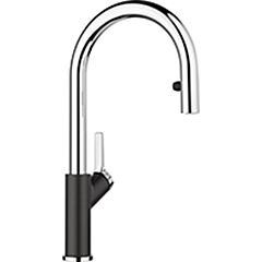 Blanco URBENA Single Handle Gooseneck Kitchen Faucet with Pull-Down Sprayer in Chrome/Anthracite