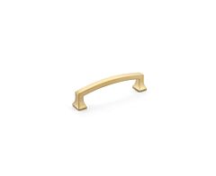 Menlo Park 4" (102mm) Center to Center, 4-1/2" Length, Arched Signature Satin Brass Cabinet Pull/ Handle
