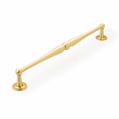 Atherton 15" (381mm) Center to Center, 15-3/4" Length, Knurled Footplate, Satin Brass Appliance Pull / Handle
