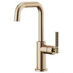 LITZE Bar Faucet with Square Spout and Knurled Handle Kit, Luxe Gold