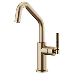 LITZE Bar Faucet with Angled Spout and Knurled Handle Kit, Luxe Gold