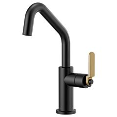 LITZE Bar Faucet with Angled Spout and Industrial Handle Kit, Matte Black / Luxe Gold