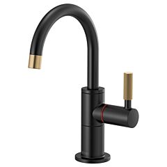 LITZE Instant Hot Faucet with Arc Spout and Knurled Handle, Matte Black / Luxe Gold