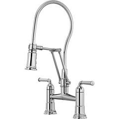 ROOK Articulating Bridge Faucet with Finished Hose, Chrome