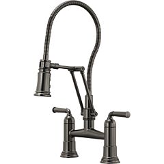ROOK Articulating Bridge Faucet with Finished Hose, Luxe Steel