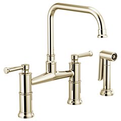 ARTESSO Double Handle Bridge Faucet with Side Sprayer, Polished Nickel