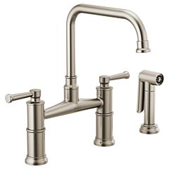 ARTESSO Double Handle Bridge Faucet with Side Sprayer, Stainless