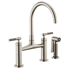 LITZE Bridge Faucet with Arc Spout and Knurled Handle, Stainless