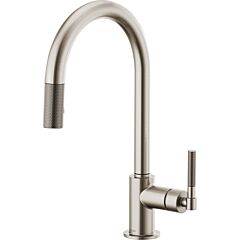 LITZE Pull-Down Kitchen Faucet with Arc Spout and Knurled Handle, Stainless