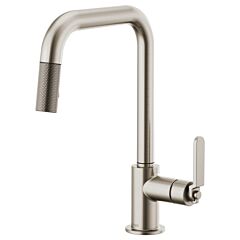 LITZE Single Handle Pull-Down Faucet with Square Spout and Industrial Handle, Stainless
