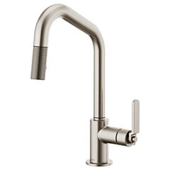 LITZE Pull-Down Faucet with Angled Spout and Industrial Handle, Stainless