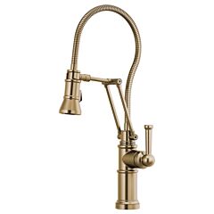ARTESSO Single Handle Articulating Faucet With Finished Hose, Luxe Gold