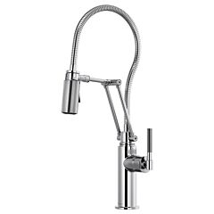 LITZE Articulating Faucet Single Handle With Finished Hose, Polished Chrome