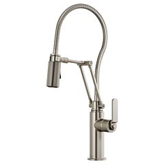 LITZE Single Handle Articulating Faucet With Finished Hose, Stainless