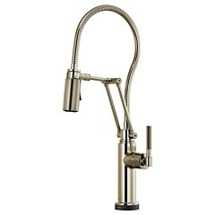 LITZE SmartTouch Articulating Kitchen Faucet With Finished Hose, Polished Nickel