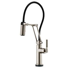 LITZE SmartTouch Articulating Kitchen Faucet with Knurled Handle, Stainless