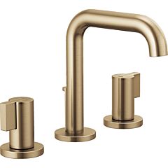 LITZE Widespread Lavatory Faucet with High Spout - Less Handles 1.2 GPM, Luxe Gold