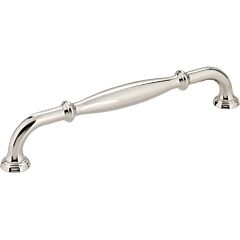 Tiffany Polished Nickel 6-5/16 Inch (160mm) Center to Center, Overall Length 7-1/16 Inch Cabinet Hardware Pull / Handle, Jeffrey Alexander