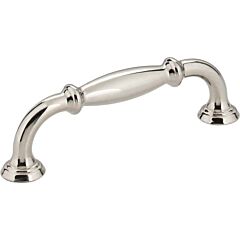 Tiffany Polished Nickel 3-3/4 Inch (96mm) Center to Center, Overall Length 4-1/2 Inch Cabinet Hardware Pull / Handle, Jeffrey Alexander