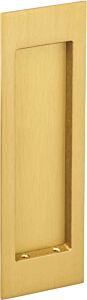 Omnia Pocket Style 7" Tall, Lacquered Satin Brass Flush Pull