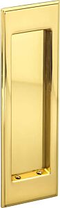 Omnia Pocket Style 7" Tall, Flush Pull in Lacquered Polished Brass