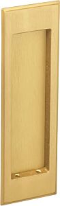 Omnia Pocket Style 7" Tall, Flush Pull in Lacquered Satin Brass