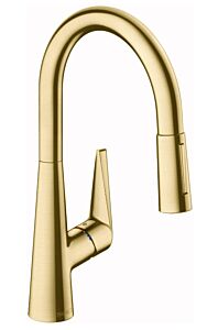 Hansgrohe Talis S 1.75 GPM HighArc2-Spray Pull-Down Kitchen Faucet, Brushed Gold Optic
