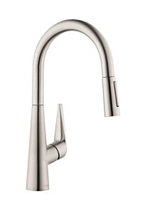 Hansgrohe Talis S 1.75 GPM HighArc2-Spray Pull-Down Kitchen Faucet, Steel Optic