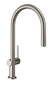 Hansgrohe Talis N 1.5 GPM 2-Spray Pull-Down, HighArc O-Style Kitchen Faucet, Steel Optic